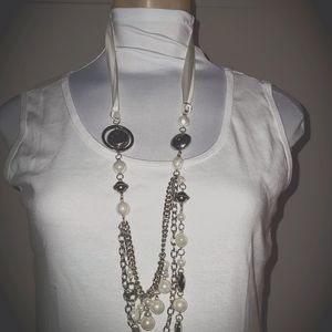 Silver & White Necklace